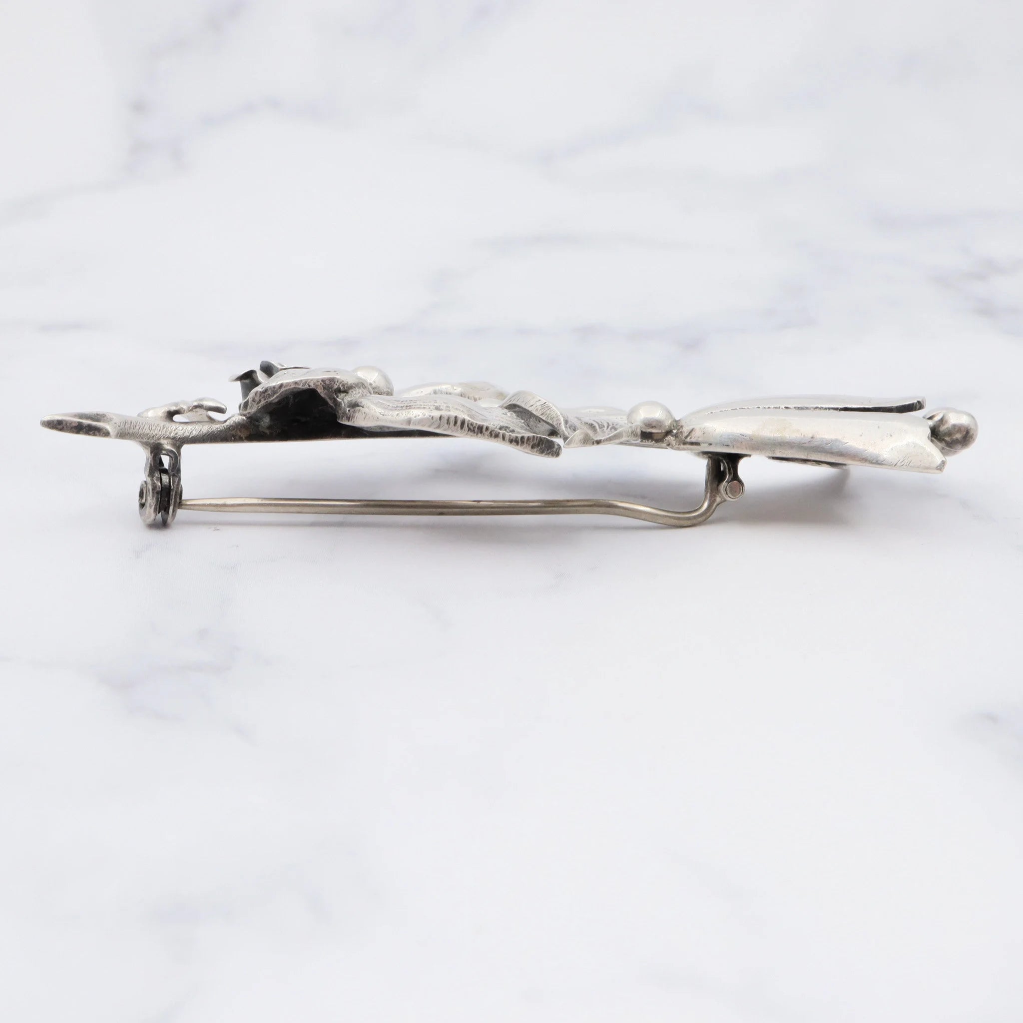 Antique Peruzzi Florence .800 silver flower brooch